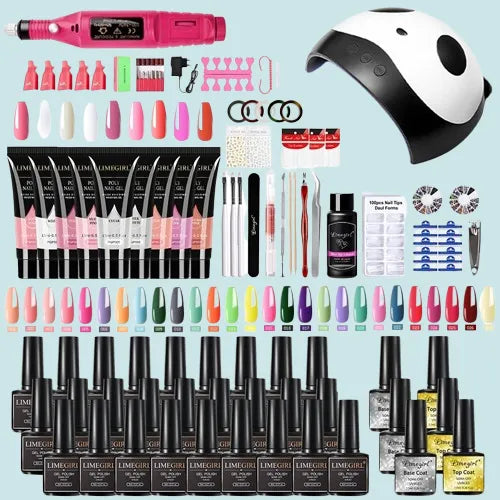 With Lamp Dryer Drill Machine Manicure Kit Polygels Gel Polish Soakoff Nail Art Tools Sets 220607