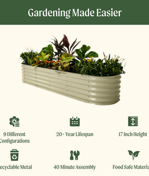 17" Tall 9 In 1 Large Modular Metal Raised Garden Bed Kit