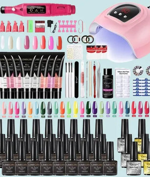 With Lamp Dryer Drill Machine Manicure Kit Polygels Gel Polish Soakoff Nail Art Tools Sets 220607