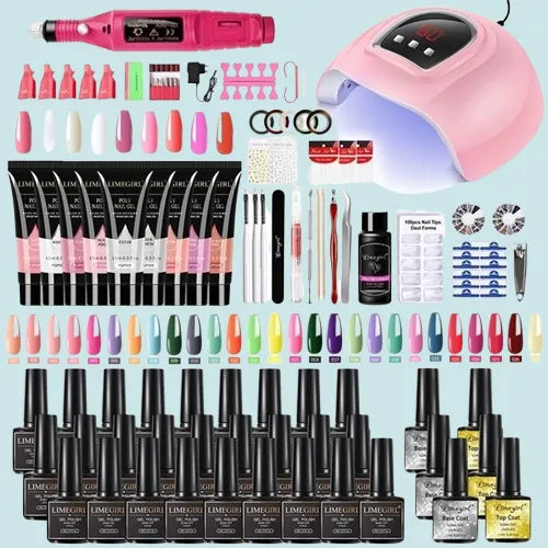 With Lamp Dryer Drill Machine Manicure Kit Polygels Gel Polish Soakoff Nail Art Tools Sets 220607