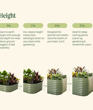 17" Tall 9 In 1 Large Modular Metal Raised Garden Bed Kit