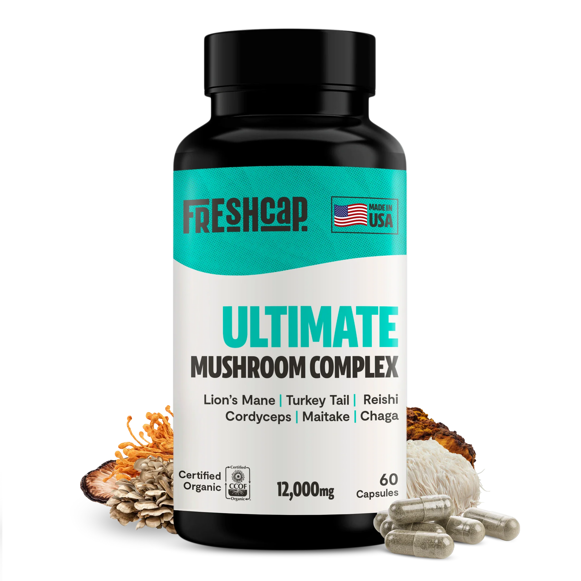 Organic Mushroom Complex Supplement Capsules