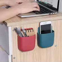 Wall Mounted Storage Box Mobile Phone Charging Holder Stand Rack Remote Control Storage Organizer Case For Air Conditioner TV