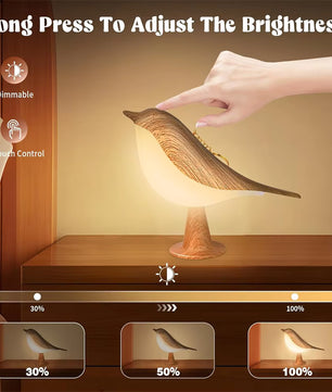 Cute Wood Bird Touch Lamp