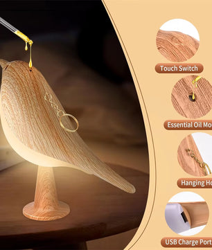 Cute Wood Bird Touch Lamp