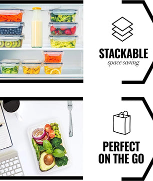 Kitchen Food Contianers Set, Microwave Dishwasher Safe BPA FREE 10pcs 840ML Containers Set With 10stickers and Marker