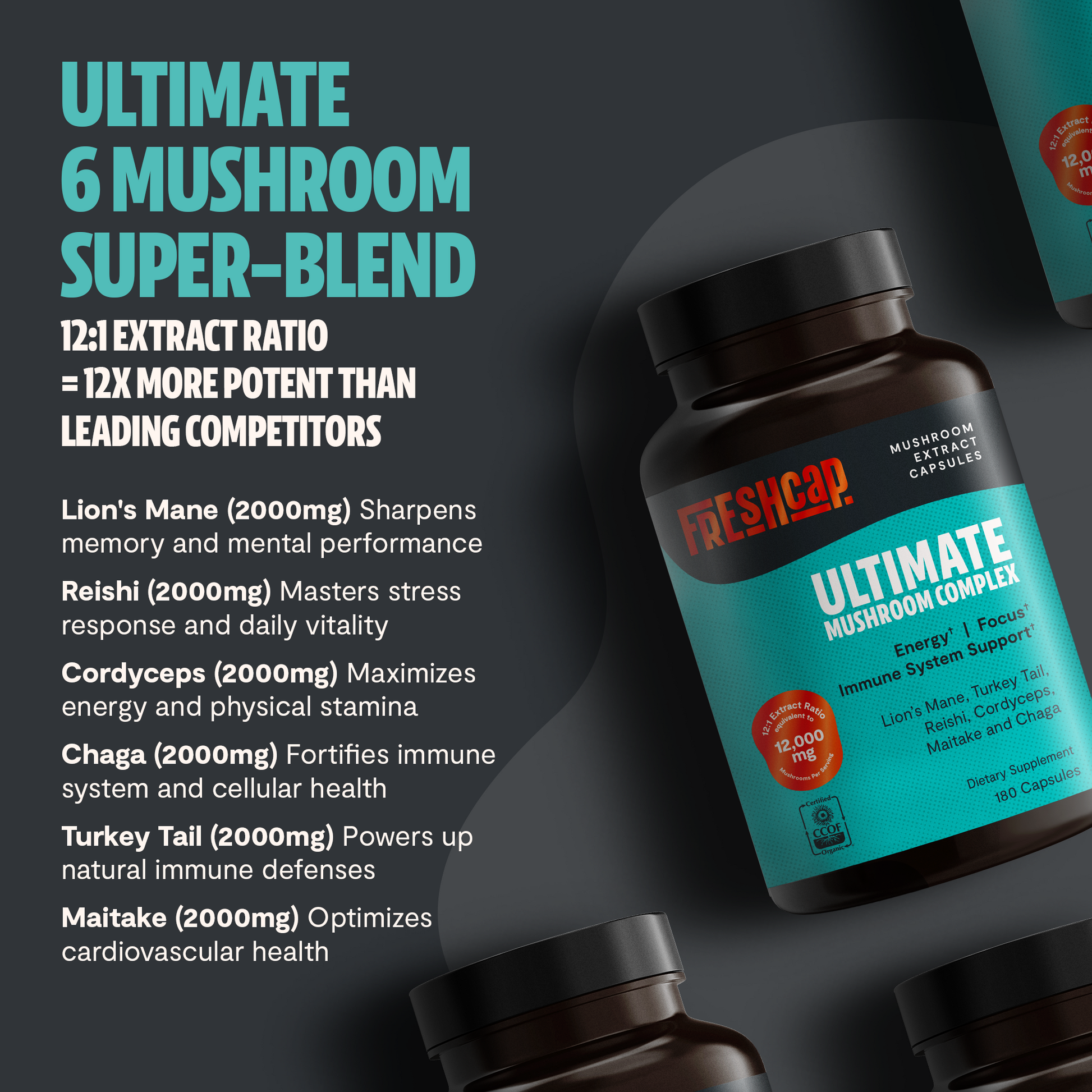 Organic Mushroom Complex Supplement Capsules