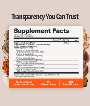 Organic Mushroom Complex Supplement Capsules