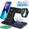 15W 3 In 1 LED Fast Wireless Charger Stand Foldable Charging Station For Smart Phone 15 14 13 12 11 IWatch 9 8 7 6 5 Airpods Pro