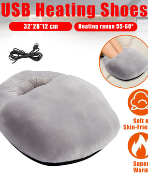 USB Heating Shoes Feet Warmer Slippers with Electric Heating Pad