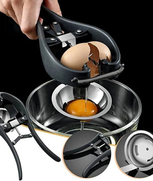 stainless steel egg cracker and separator tool.