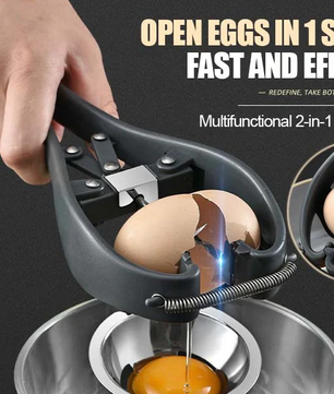 stainless steel egg cracker and separator tool.